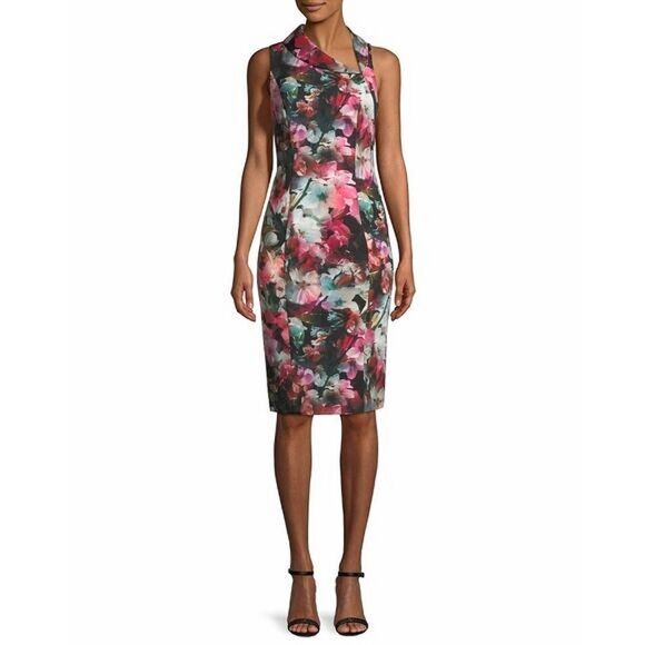 New! BLACK HALO Women's Floral Print Blaze Sheath Dress Color Bailey Size 4 - Picture 1 of 3